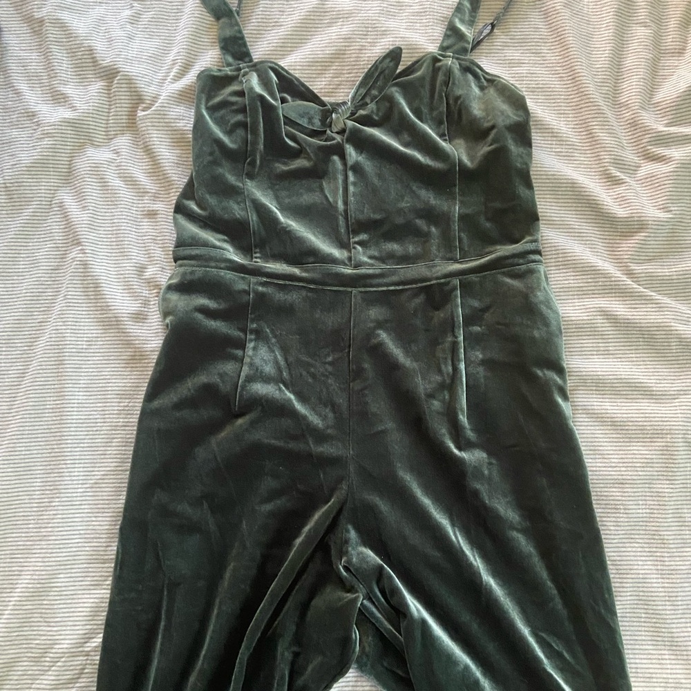 Abercrombie & Fitch Dark Green Velvet Jumpsuit
